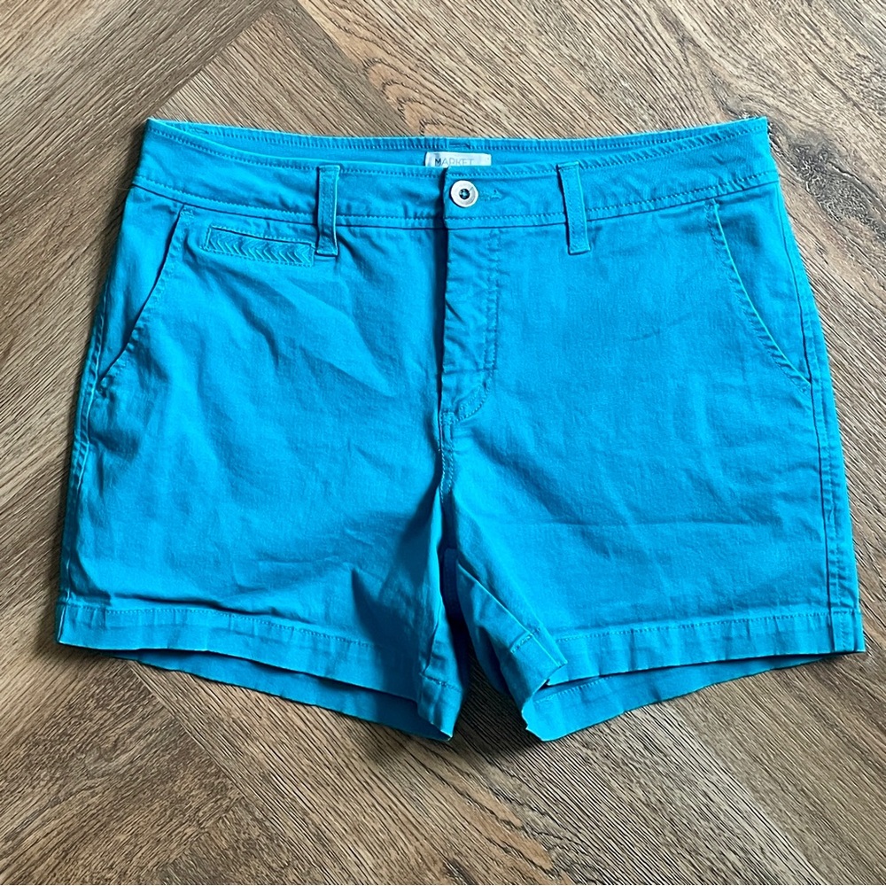 Market & Spruce Turquoise Blue Cotton Blend Shorts